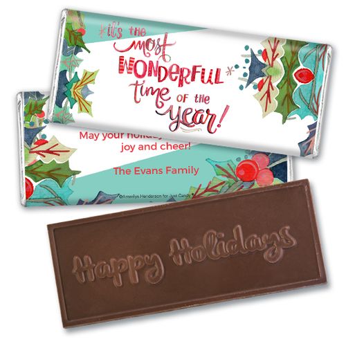 Personalized Embossed Chocolate Bar - Christmas Wonderful Time