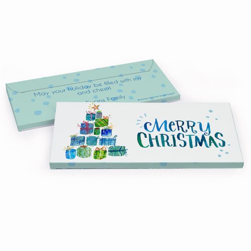 Deluxe Personalized Christmas Tree Presents Candy Bar Favor Box