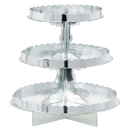 Silver 3 Tier Cupcake Stand