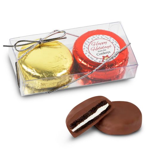 Personalized Happy Holidays Chocolate Covered Oreo Cookies 2Pk