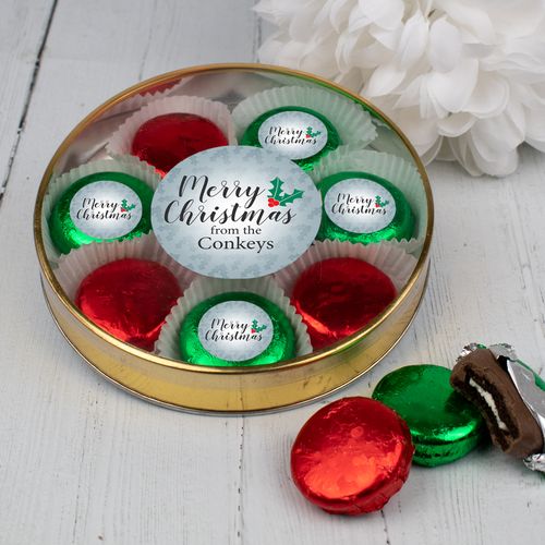 Personalized Merry Christmas Large Tin in Silver or Gold
