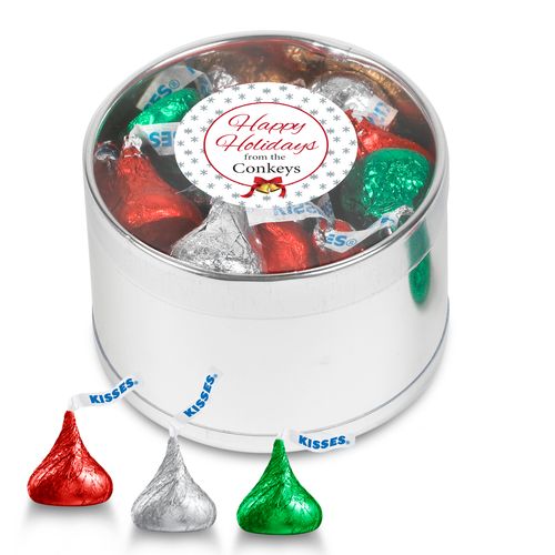 Personalized Happy Holidays Gift Tin Hershey's Kisses Holiday Mix