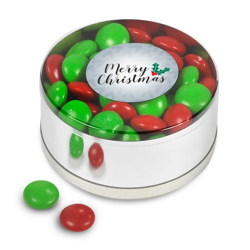 Merry Christmas Chocolate Minis Small Plastic Tin