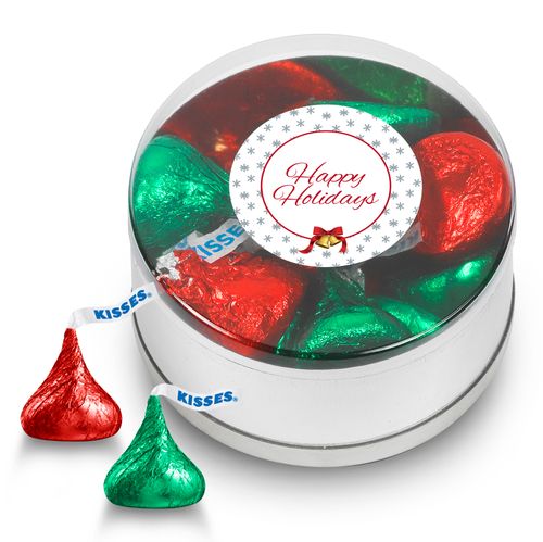 Happy Holidays Small Gift Tin Hershey's Kisses Red & Green Mix