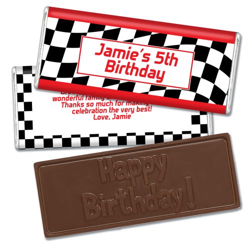 Birthday Racing Themed Embossed Happy Birthday Bar