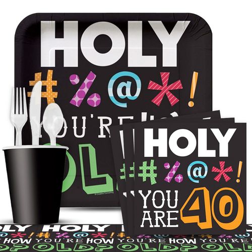 Holy Bleep 40Th Birthday Party Deluxe Tableware Kit (Serves 8)