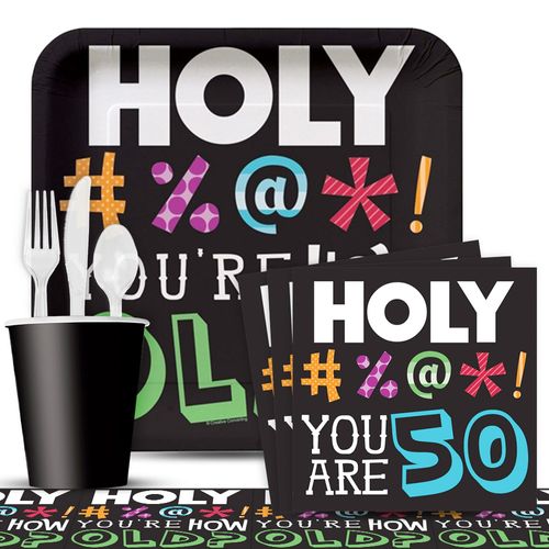 Holy Bleep 50Th Birthday Party Deluxe Tableware Kit (Serves 8)