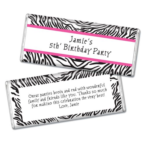 Birthday Zebra Personalized Hershey's Chocolate Bar Wrappers