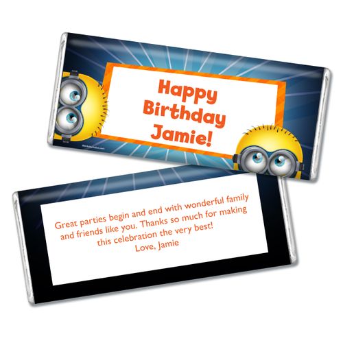 Birthday Despicable Me Themed Personalized Chocolate Bar & Wrapper