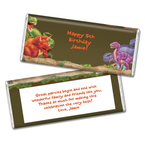 Birthday Dinosaur Personalized Chocolate Bar & Wrapper