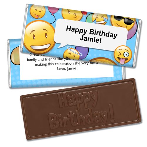 Birthday Emoji Themed Embossed Happy Birthday Bar