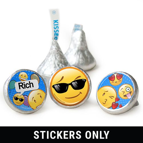 Birthday 3/4" Sticker Emoji Themed Personalized Stickers (108 Stickers)