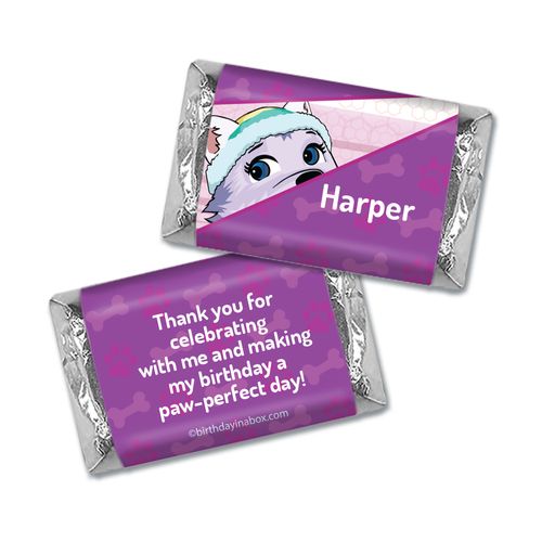 Personalized Paw Command Pink Birthday Hershey's Miniatures Wrappers