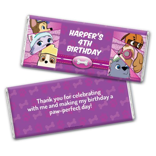 Personalized Birthday Paw Command Pink Chocolate Bar Wrappers Only