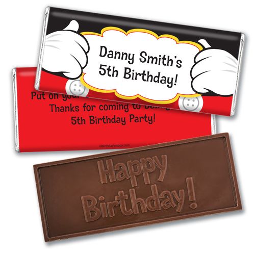 Personalized Birthday Mickey Party Embossed Chocolate Bars