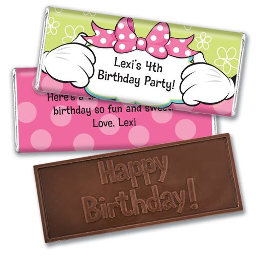 Personalized Birthday Miss Mouse Embossed Chocolate Bars