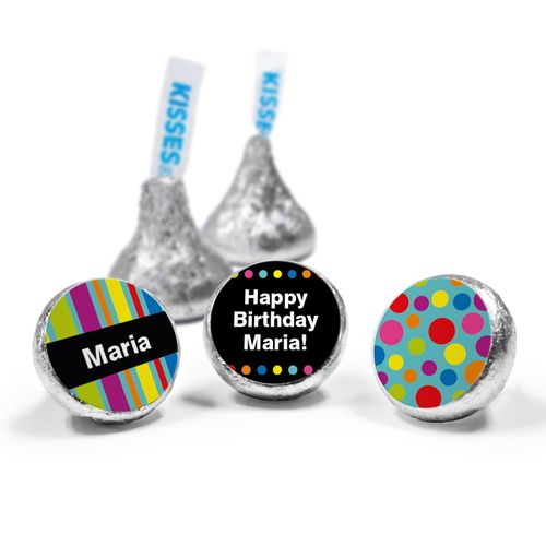 Birthday Stripes & Dots Personalized Hershey's Kisses Candy