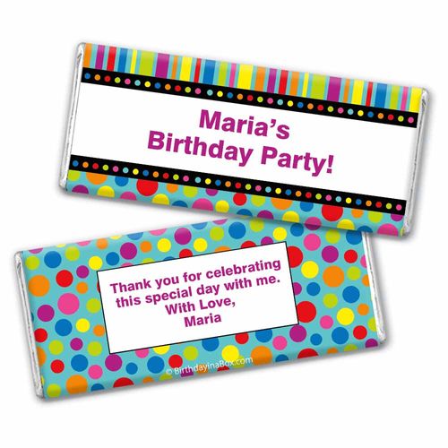 Birthday Stripes & Dots Personalized Hershey's Chocolate Bar Wrapper
