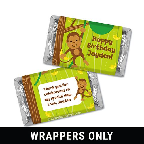 Birthday Monkey & Bananas Personalized Hershey's Miniatures Wrappers
