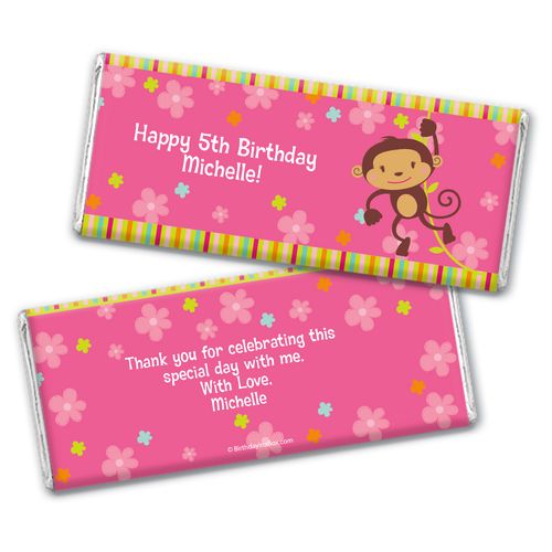 Birthday Girl Monkey Personalized Hershey's Chocolate Bar Wrapper