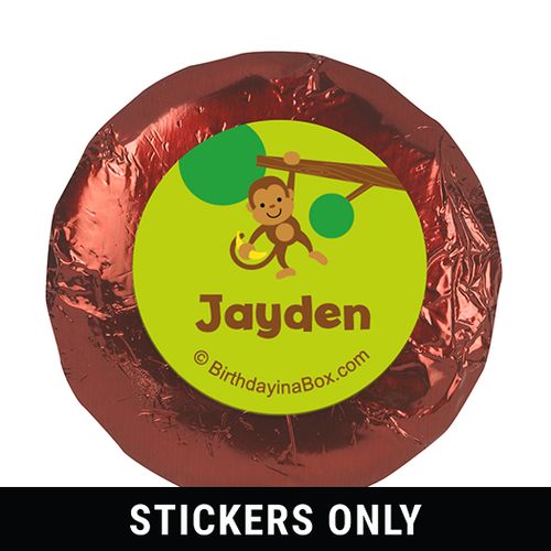 Birthday Monkey & Bananas Personalized 1.25" Stickers (48 Stickers)