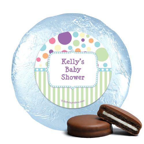 Baby Shower Blue Stripe Personalized Milk Chocolate Covered Oreos