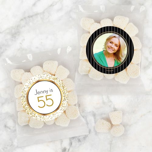 Personalized Milestone 30th Birthday Candy Bags with Jelly Belly Champagne Bubble Gumdrops