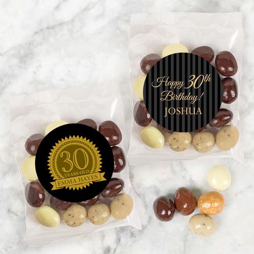 Personalized Milestone 30th Birthday Candy Bags with Premium Gourmet New York Espresso Beans