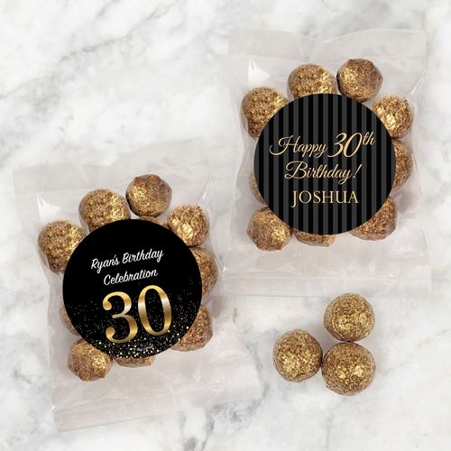 Personalized Milestone 30th Birthday Candy Bags with Premium Gourmet Sparkling Prosecco Cordials