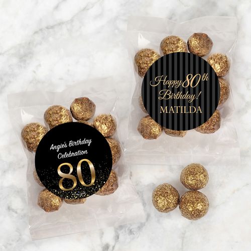 Personalized Milestone 80th Birthday Candy Bags with Premium Gourmet Sparkling Prosecco Cordials