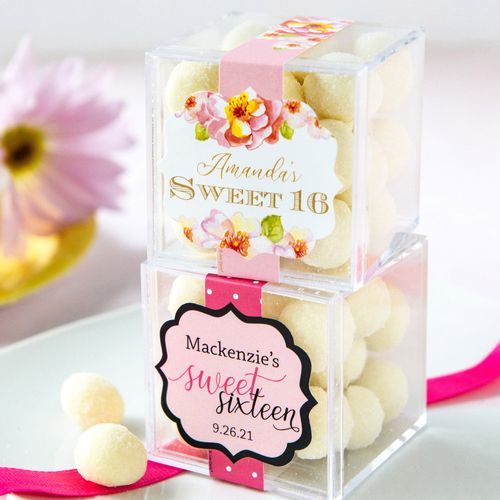 Personalized Sweet 16 Birthday JUST CANDY® favor cube with Premium Sugar Cookie Bites
