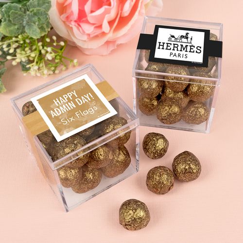 Personalized Administrative Professionals Day JUST CANDY® favor cube with Premium Sparkling Prosecco Cordials - Dark Chocolate
