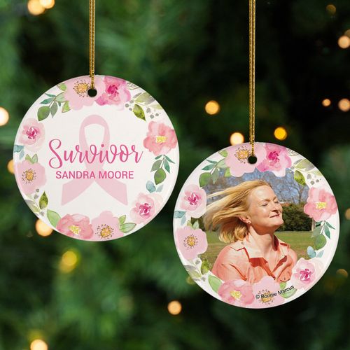 Personalized Breast Cancer Survivor Flower Wreath