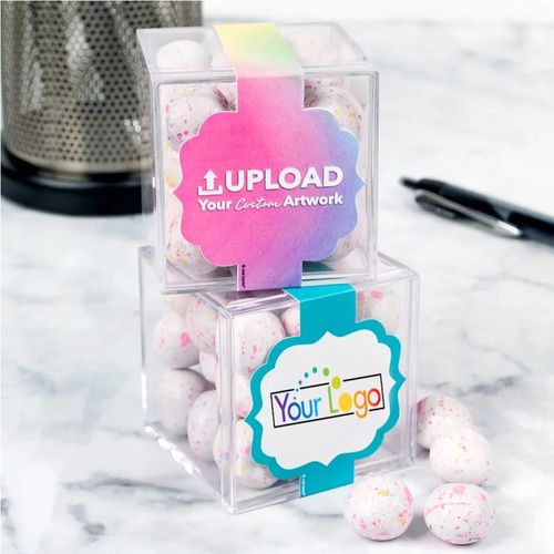 Personalized Business Add Your Logo JUST CANDY® favor cube with Premium Confetti Cookie Bites