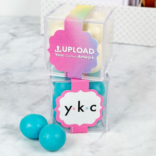 Personalized Business Add Your Logo JUST CANDY® favor cube with Premium Malted Milk Balls