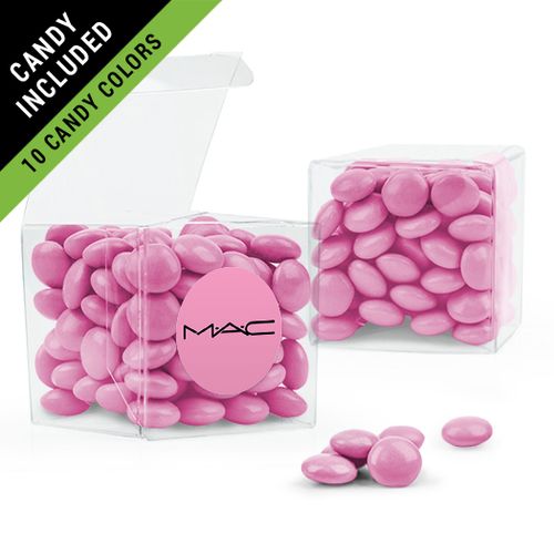 Personalized Business Add Your Logo Favor Assembled Clear Box Filled with Just Candy Milk Chocolate Minis