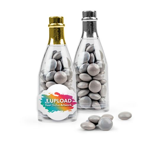 Personalized Business Add Your Logo Favor Assembled Champagne Bottle Filled with Just Candy Milk Chocolate Minis