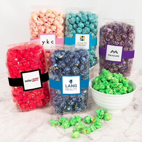 Personalized Business Add Your Logo Candy Coated Popcorn 8 oz Bags
