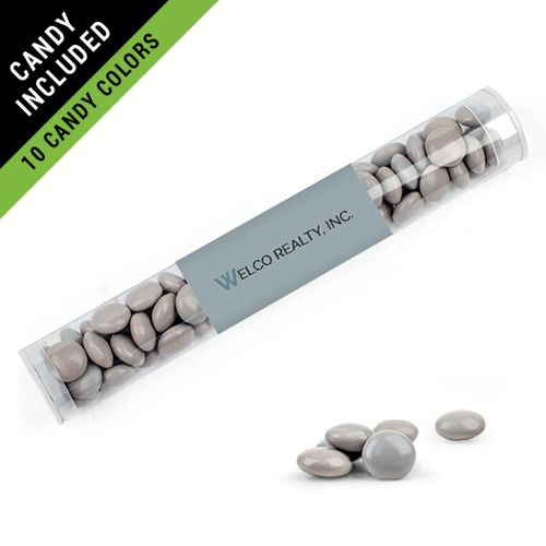 Personalized Business Add Your Logo Favor Assembled Clear Tube Filled with Just Candy Milk Chocolate Minis