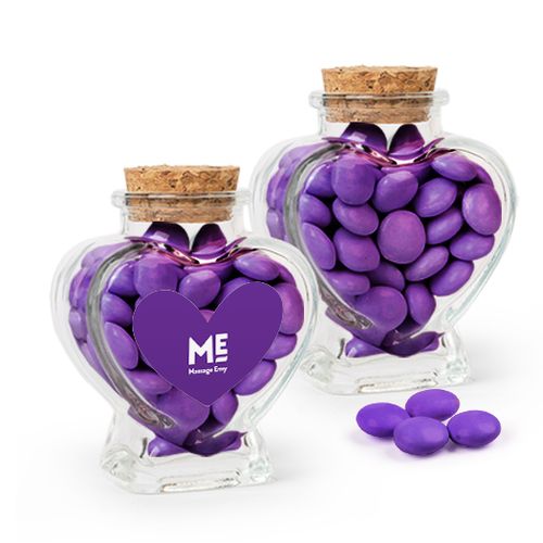 Personalized Business Add Your Logo Favor Assembled Heart Jar Filled with Just Candy Milk Chocolate Minis