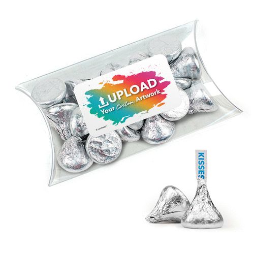 Personalized Business Add Your Logo Favor Assembled Pillow Box Filled with Hershey's Kisses