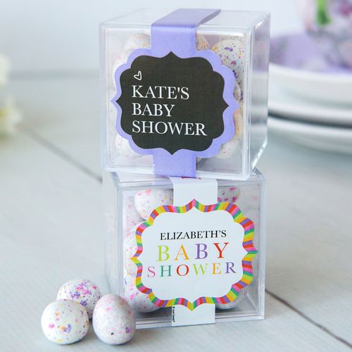 Personalized Baby Shower JUST CANDY® favor cube with Premium Confetti Cookie Bites