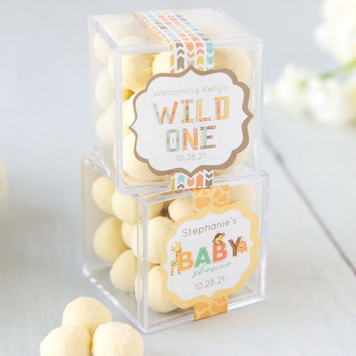 Personalized Baby Shower JUST CANDY® favor cube with Premium Sugar Cookie Bites