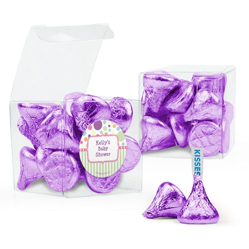 Personalized Baby Shower Favor Assembled Clear Box Filled with Hershey's Kisses