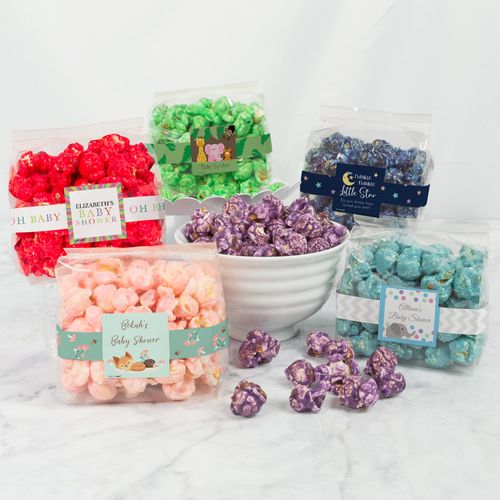 Personalized Baby Shower Candy Coated Popcorn 3.5 oz Bags