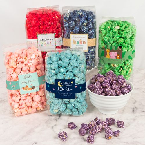 Personalized Baby Shower Candy Coated Popcorn 8 oz Bags