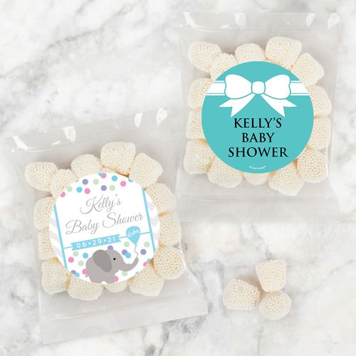 Personalized Baby Shower Candy Bags with Jelly Belly Champagne Bubble Gumdrops