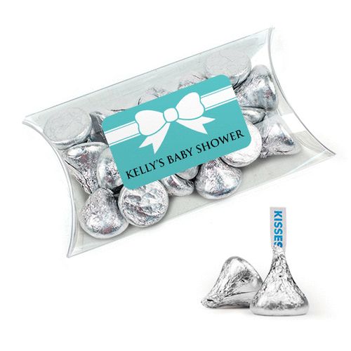 Personalized Baby Shower Favor Assembled Pillow Box Filled with Hershey's Kisses