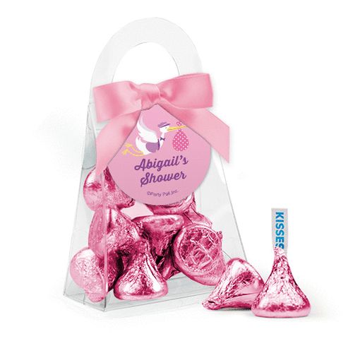 Personalized Baby Shower Favor Assembled Purse Filled with Hershey's Kisses