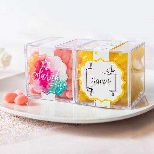 Personalized Bat Mitzvah JUST CANDY® favor cube with Jelly Belly Jelly Beans